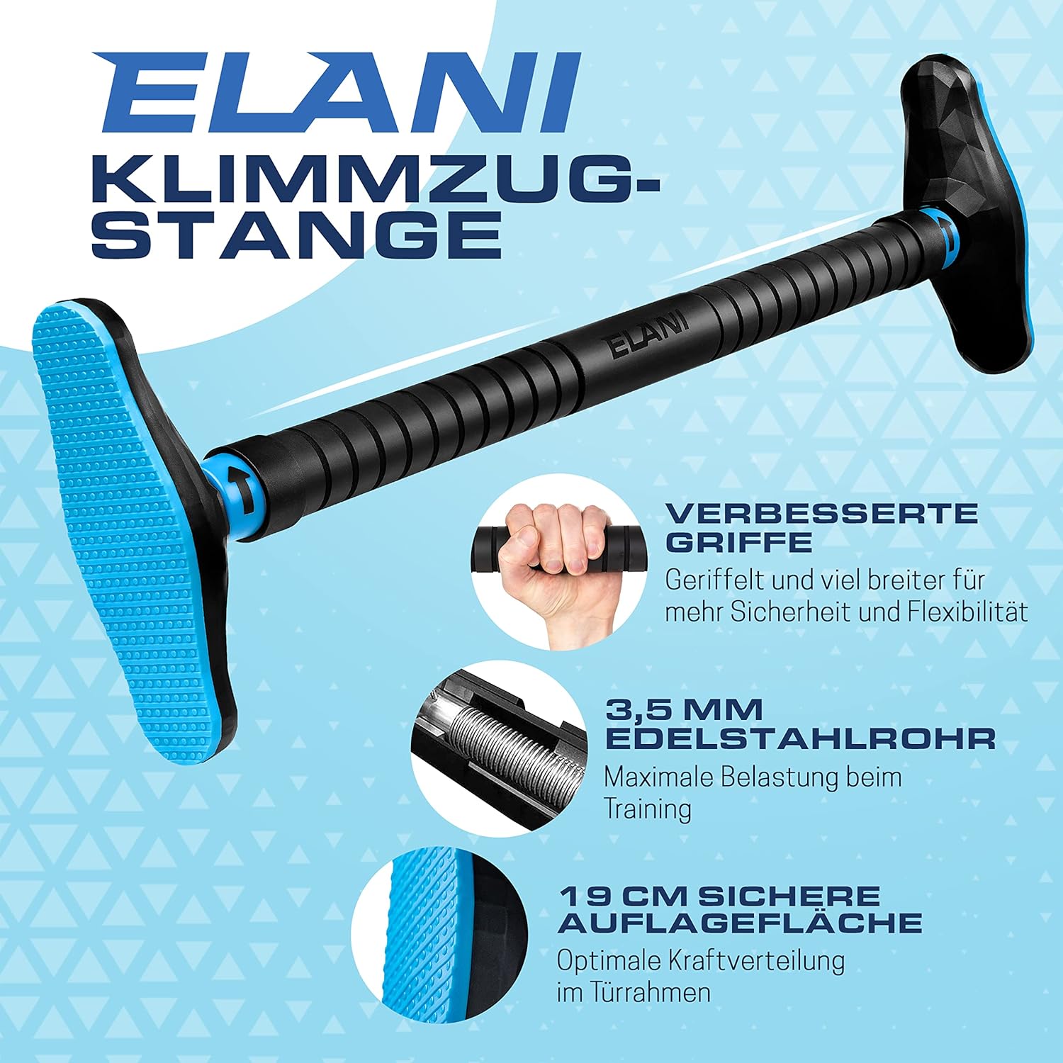 Klimmzugstange für Türrahmen 70–90 cm – Sicher & ohne Bohren, bis 300 kg | ELANI