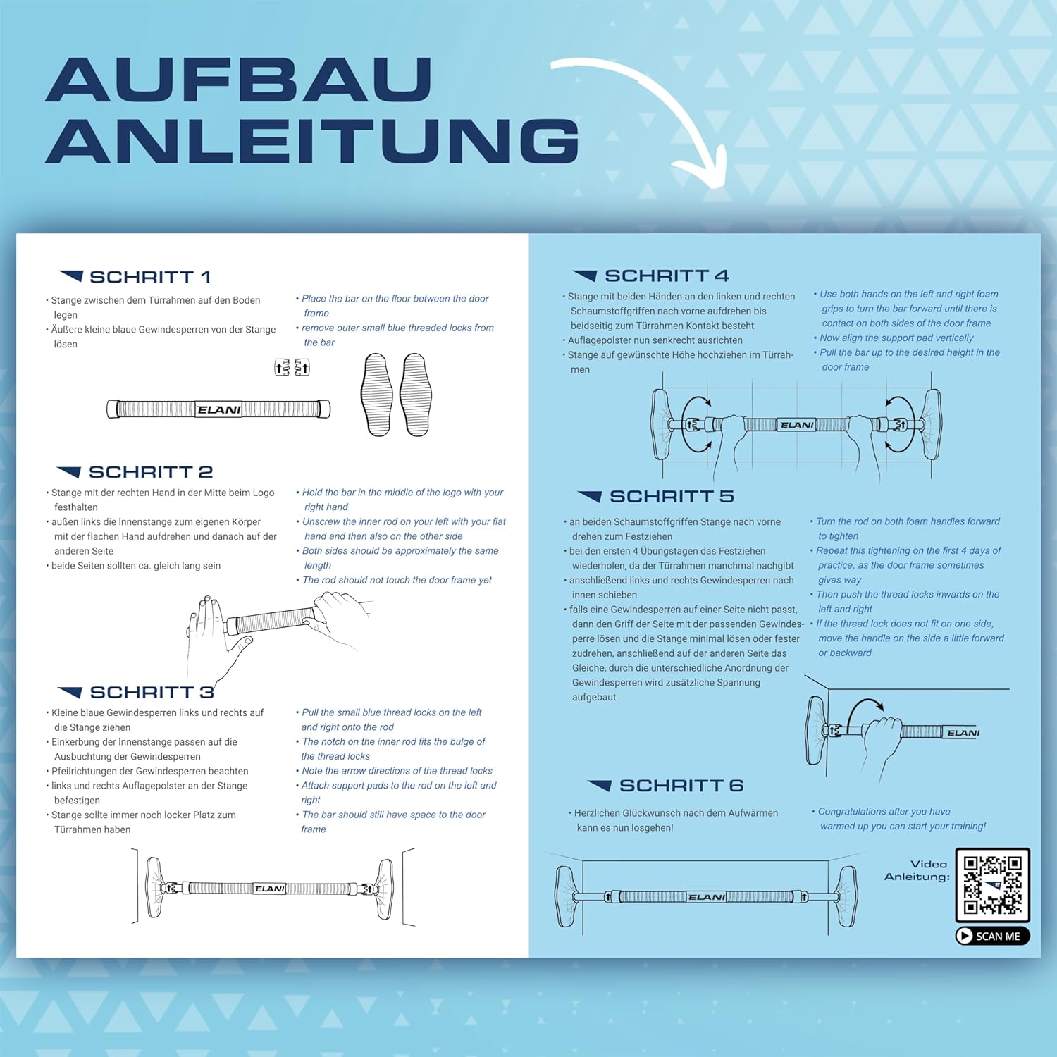 Klimmzugstange für Türrahmen 70–90 cm – Sicher & ohne Bohren, bis 300 kg | ELANI