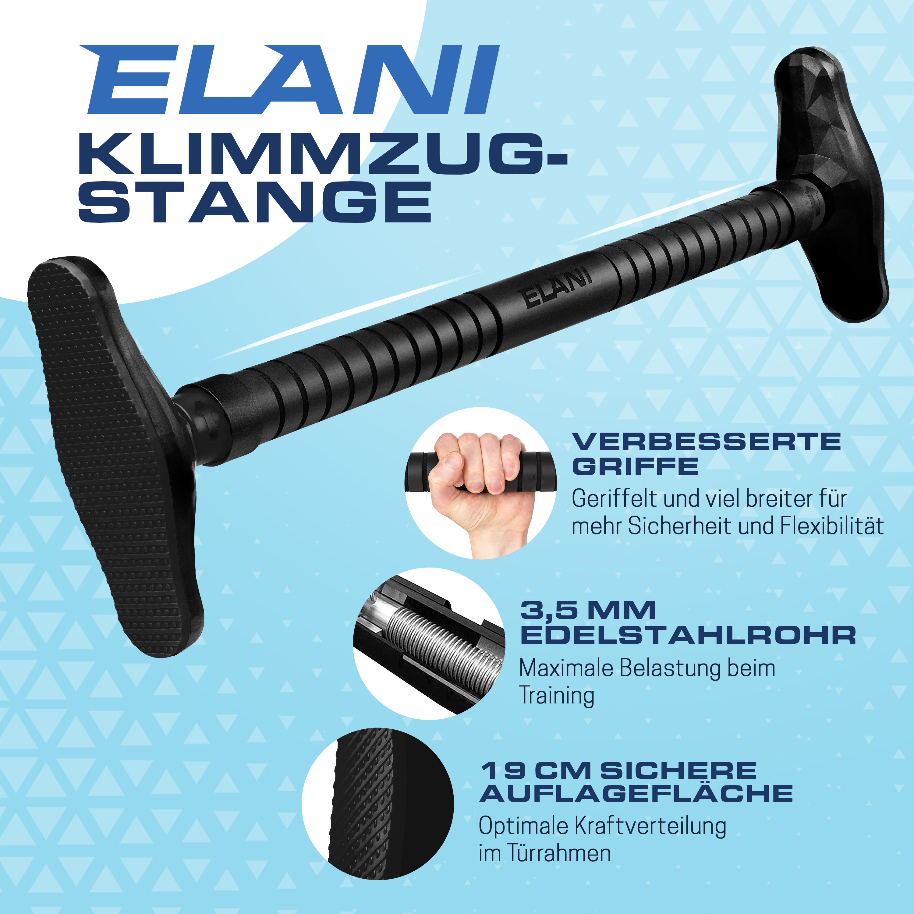 Klimmzugstange für Türrahmen 70–90 cm – Sicher & ohne Bohren, bis 300 kg | ELANI
