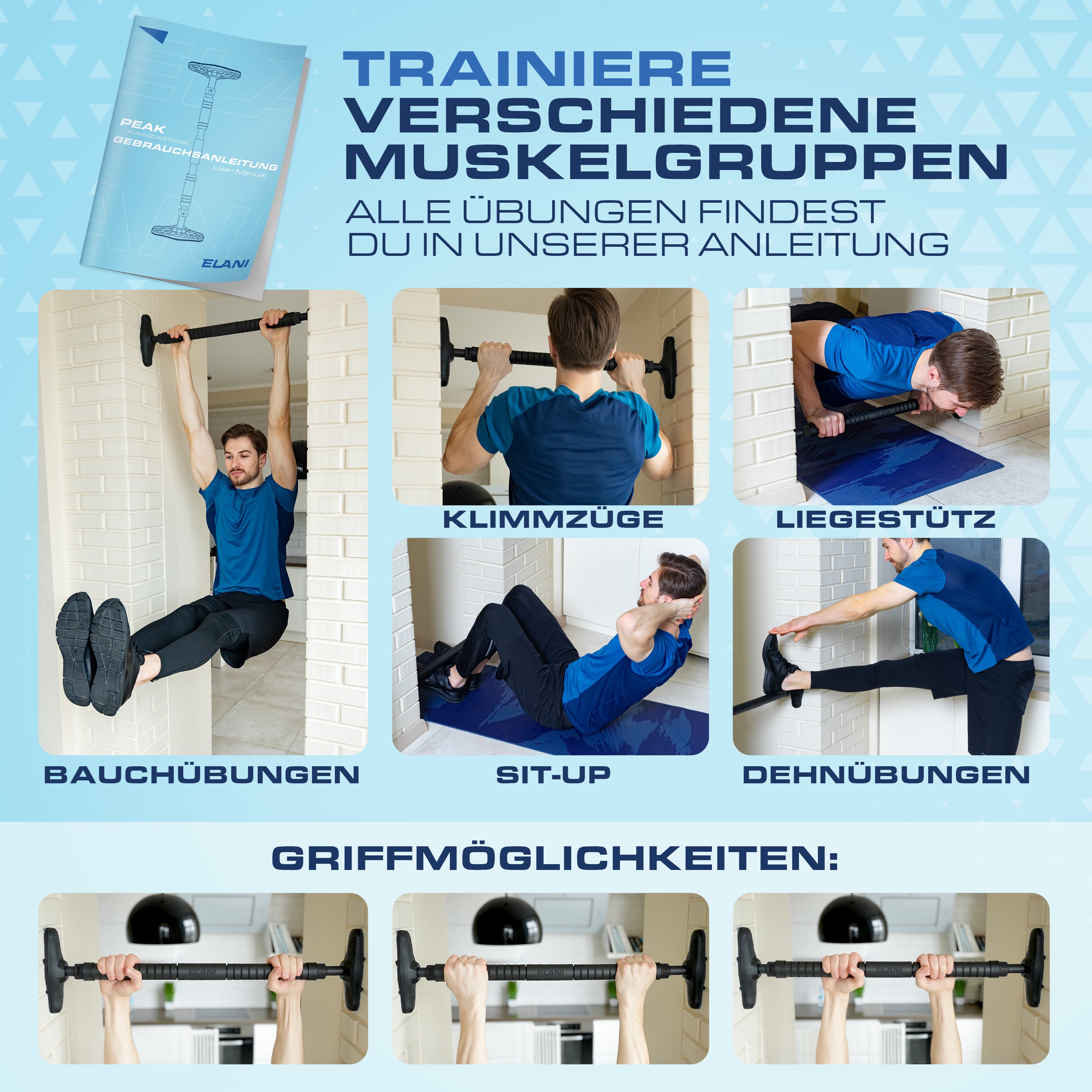 Klimmzugstange für Türrahmen 70–90 cm – Sicher & ohne Bohren, bis 300 kg | ELANI