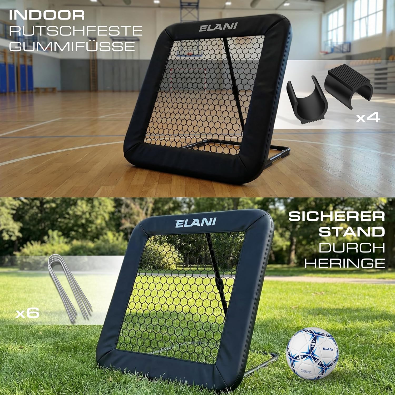 TouchPro Fußball Rebounder 100 x 100 cm – Rückprallnetz in schwarz