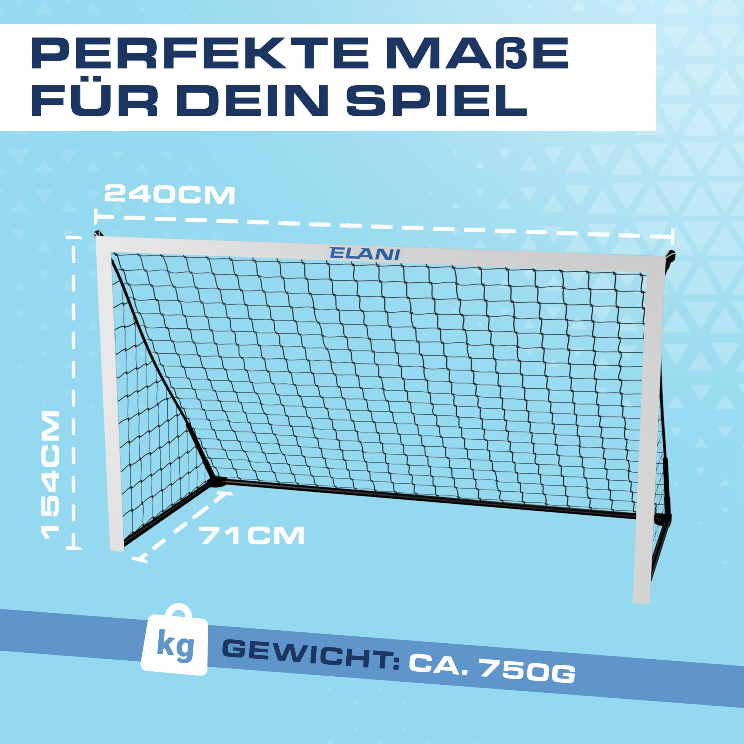 ELANI Fußballtor groß stabil 240x150cm wetterfest mit praktischer Tragetasche & 8 Heringen