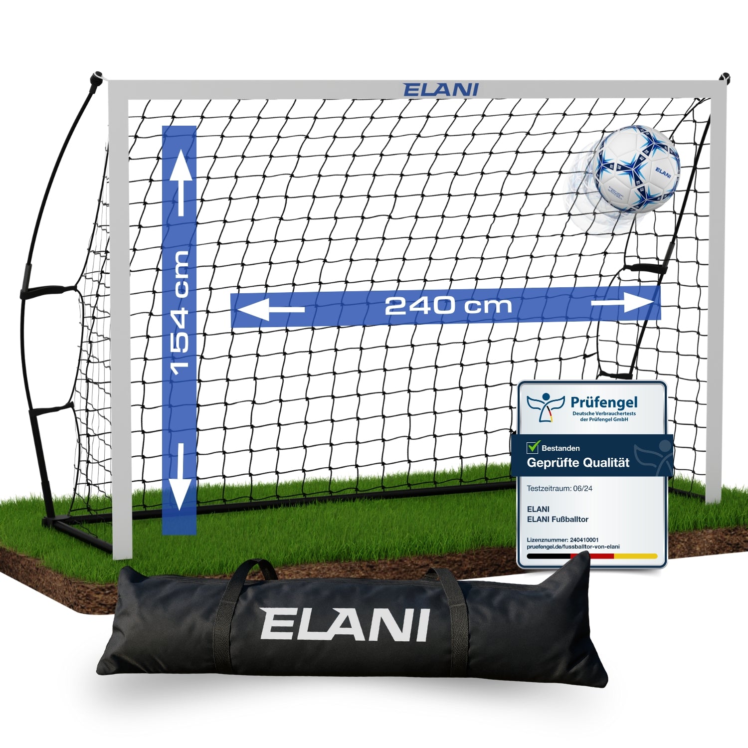 Fußballtor 240x150 cm – Stabil, Wetterfest & mit Tragetasche | ELANI