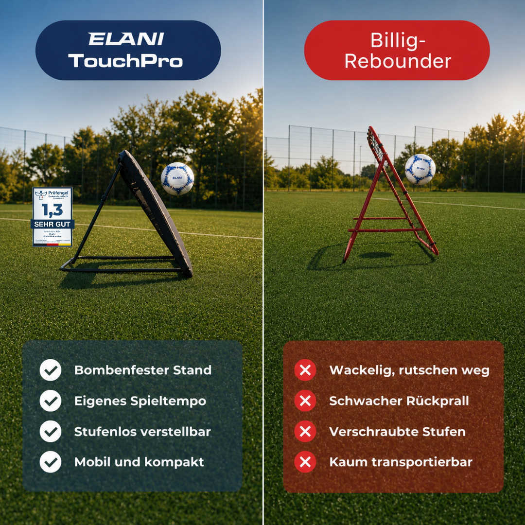 TouchPro Fußball Rebounder 100 x 100 cm – Rückprallnetz in schwarz